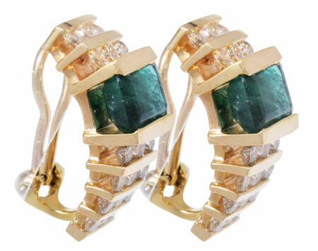 Earrings Ladies 14k Yellow Gold Diamond 
Emerald