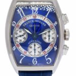 Franck Muller Cintree Curvex Chronograph 18k White Gold Blue Mens Watch 7850 CC