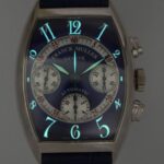 Franck Muller Cintree Curvex Chronograph 18k White Gold Blue Mens Watch 7850 CC