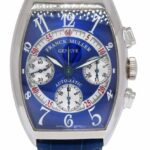 Franck Muller Cintree Curvex Chronograph 18k White Gold Blue Mens Watch 7850 CC