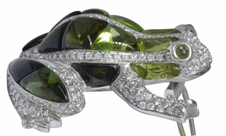 Garavelli Ladies 18K Gold,Diamond 
Peridot Frog Brooch