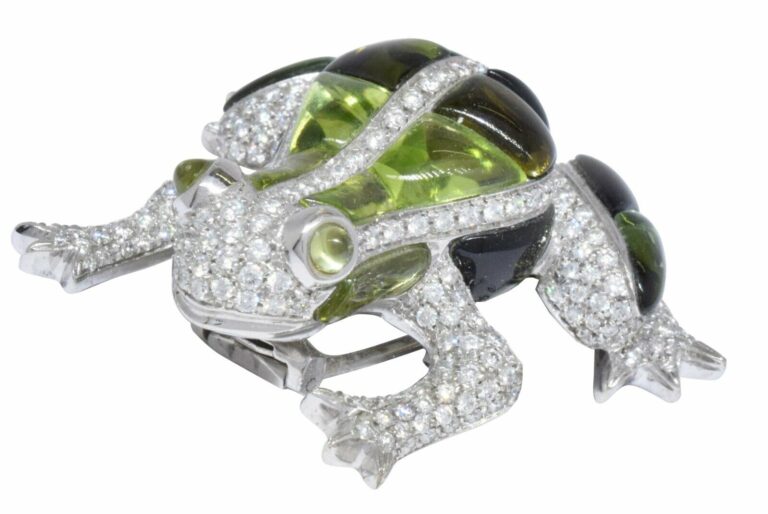 Garavelli Ladies 18K Gold,Diamond 
Peridot Frog Brooch