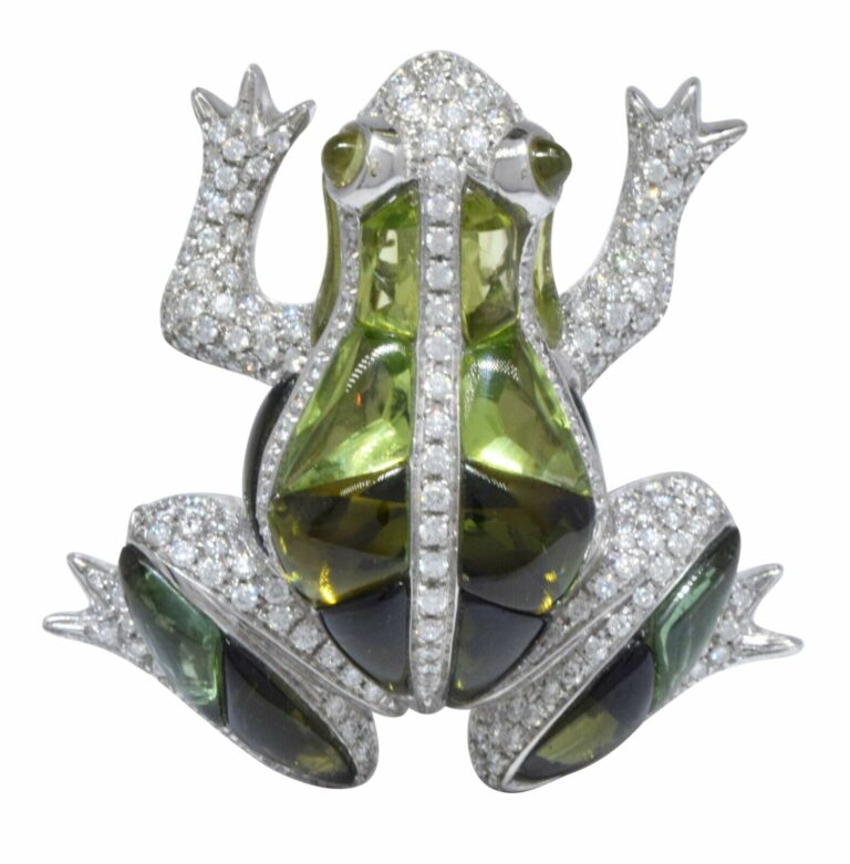 Garavelli Ladies 18K Gold,Diamond 
Peridot Frog Brooch