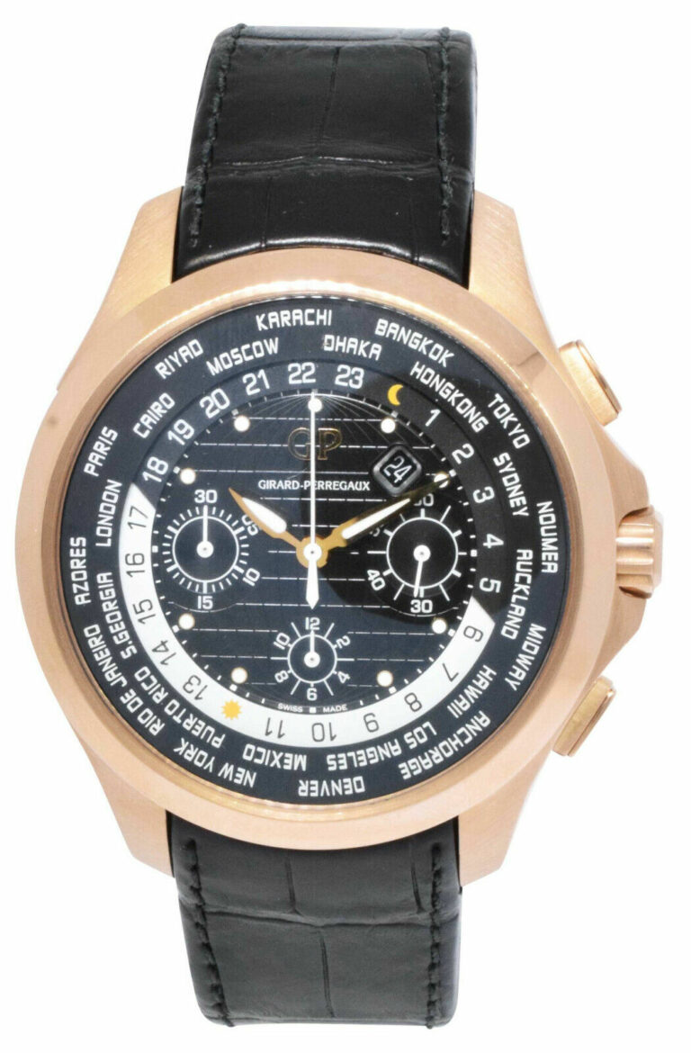 Girard Perregaux Traveller WW.TC 18k Rose Gold Chrono 44mm Watch +Books GP 49700