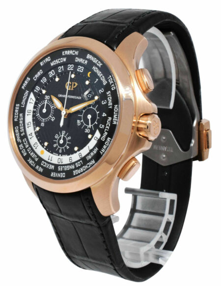 Girard Perregaux Traveller WW.TC 18k Rose Gold Chrono 44mm Watch +Books GP 49700