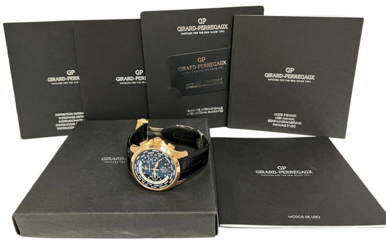 Girard Perregaux Traveller WW.TC 18k Rose Gold Chrono 44mm Watch +Books GP 49700