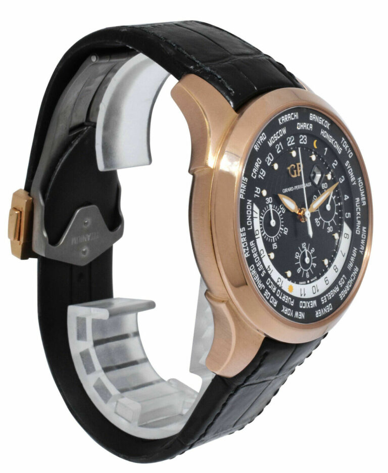 Girard Perregaux Traveller WW.TC 18k Rose Gold Chrono 44mm Watch +Books GP 49700