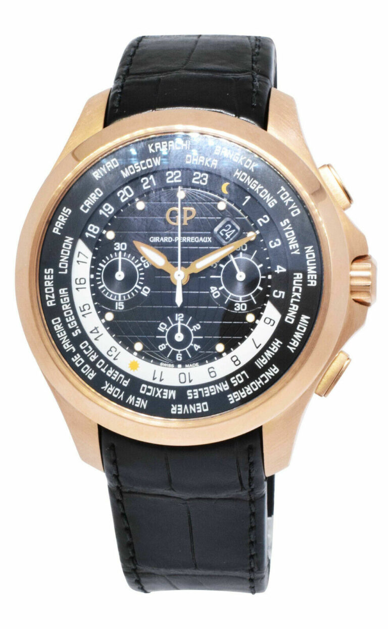 Girard Perregaux Traveller WW.TC 18k Rose Gold Chrono 44mm Watch +Books GP 49700