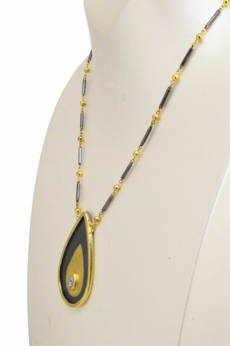 Gurhan 24k Gold Silver 
~1.00 Carat Diamond Ladies Necklace 17"