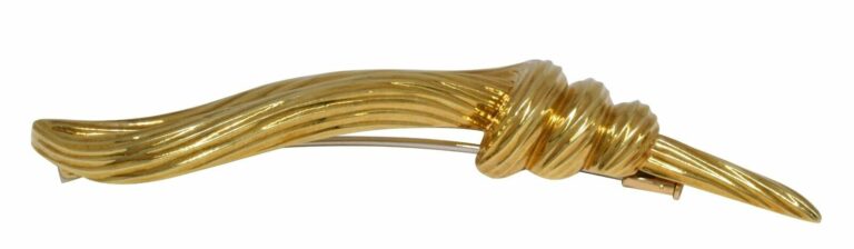 Henry Dunay 18k Yellow Gold Olympic Torch Pin Brooch