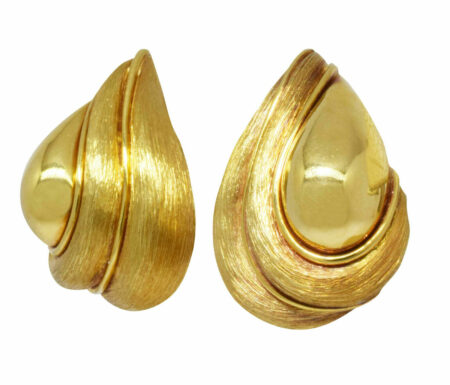 Henry Dunay 18k Yellow Gold Sabi Finish Clip-On Earrings