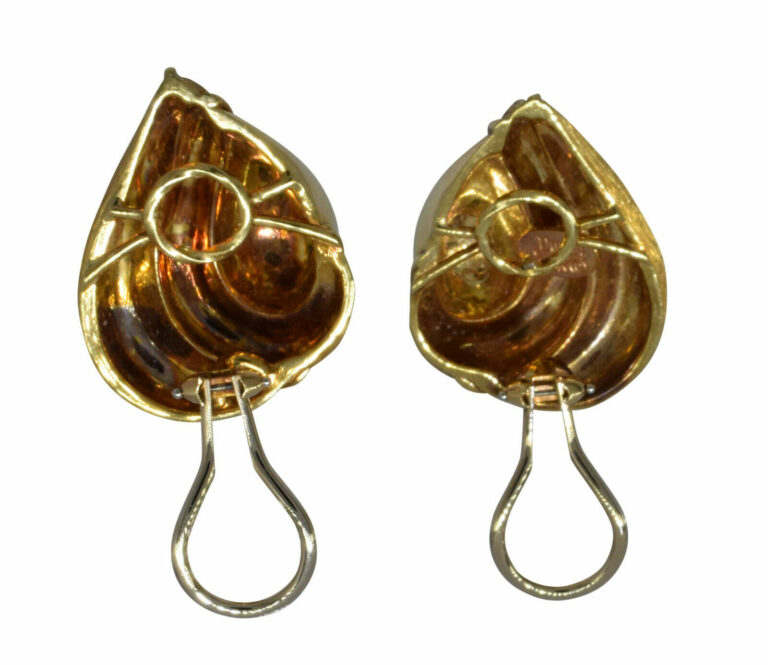 Henry Dunay 18k Yellow Gold Sabi Finish Clip-On Earrings