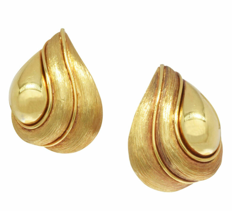 Henry Dunay 18k Yellow Gold Sabi Finish Clip-On Earrings