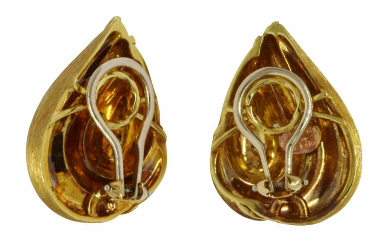 Henry Dunay 18k Yellow Gold Sabi Finish Clip-On Earrings