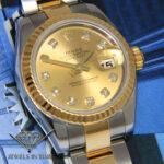 Rolex Datejust 18k YG Steel Champagne Diamond Dial Ladies Watch 179173