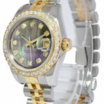 Rolex Datejust 18k YG/Steel Tahitian Diamond Dial Ladies 26mm Watch B/P D 179173