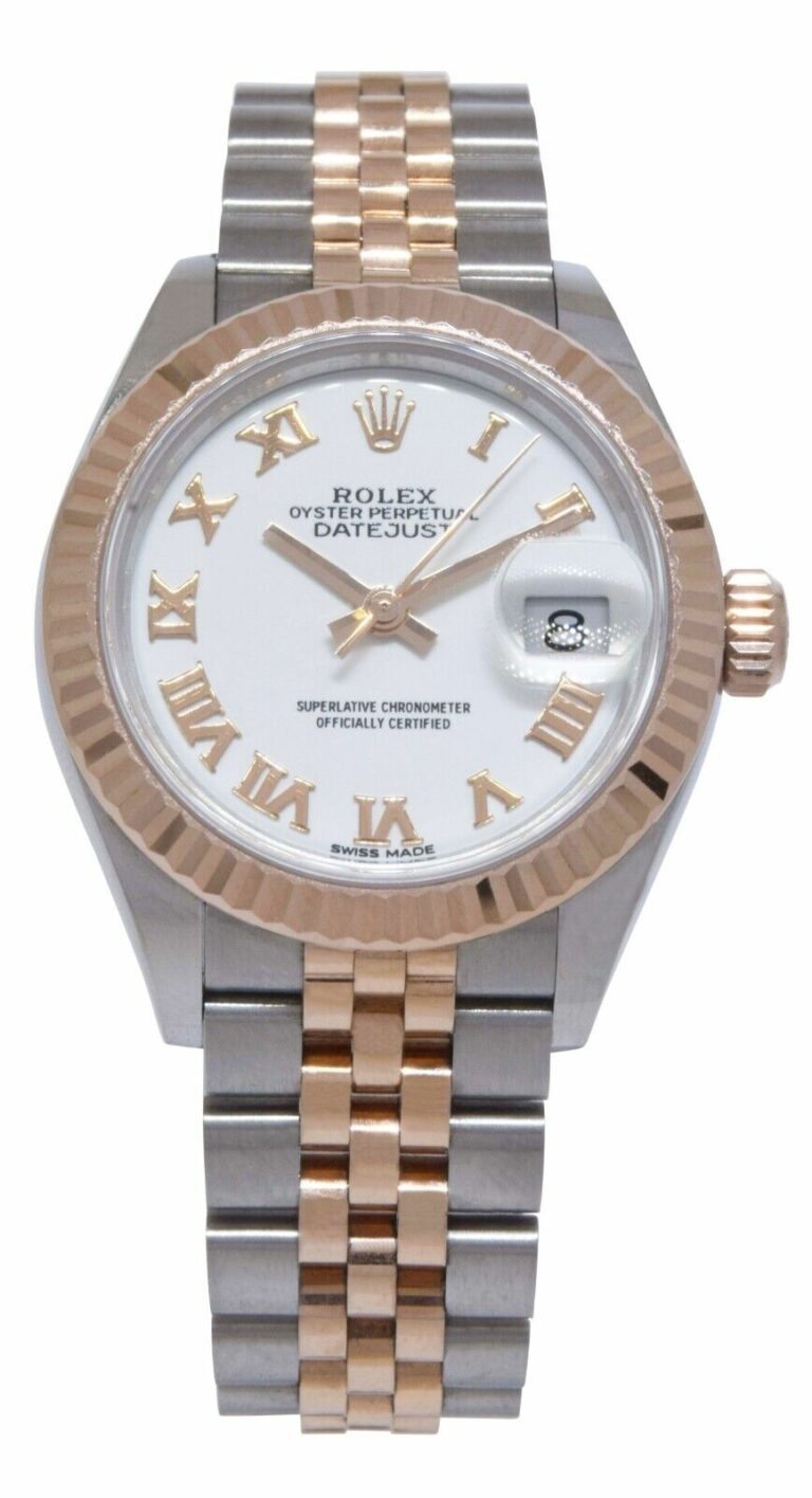 Rolex Datejust 28 Rose Gold/Steel White Roman Dial Ladies Watch +Card '21 279171