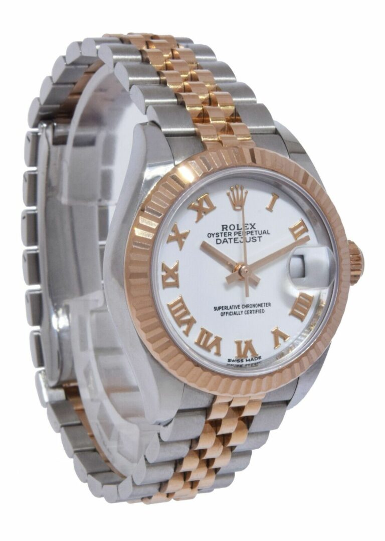 Rolex Datejust 28 Rose Gold/Steel White Roman Dial Ladies Watch +Card '21 279171