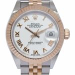 Rolex Datejust 28 Rose Gold/Steel White Roman Dial Ladies Watch +Card '21 279171