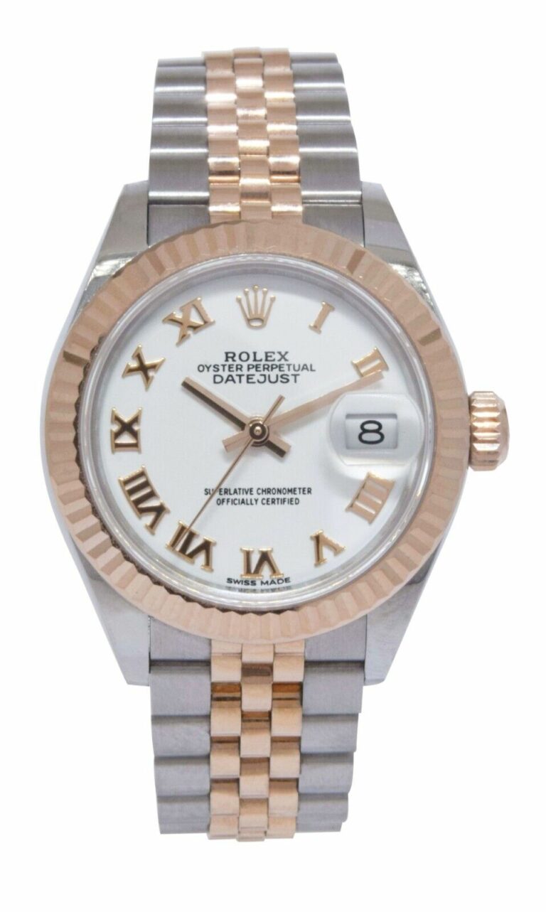 Rolex Datejust 28 Rose Gold/Steel White Roman Dial Ladies Watch +Card '21 279171