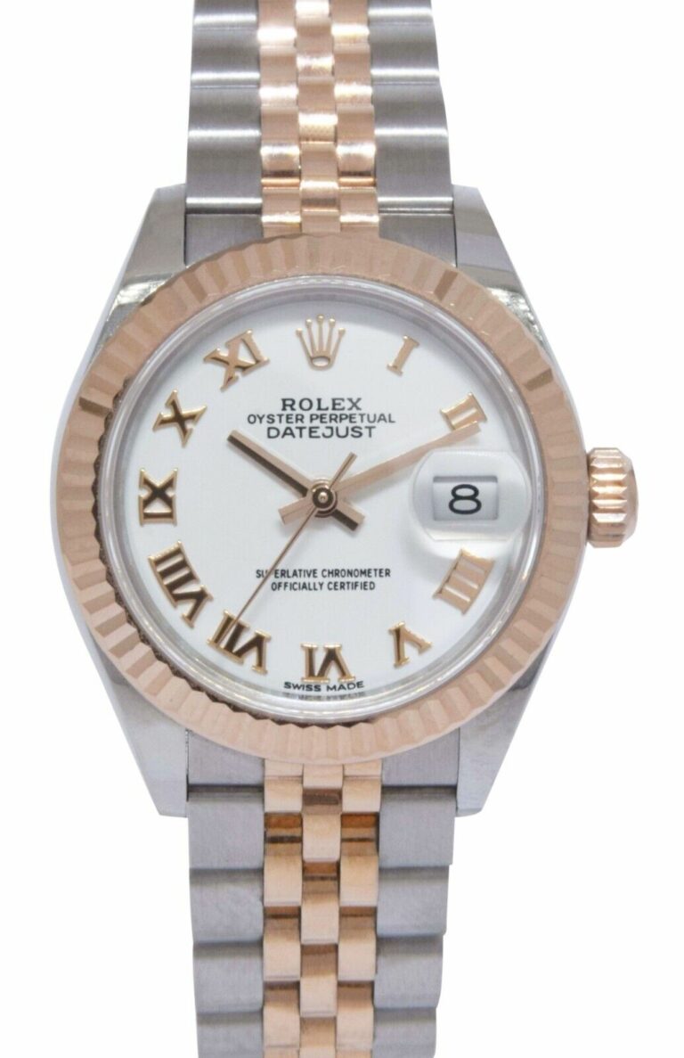 Rolex Datejust 28 Rose Gold/Steel White Roman Dial Ladies Watch +Card '21 279171