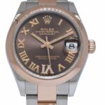 Rolex Datejust 31 18k Rose Gold/Steel Chocolate Diamond VI Ladies Watch 278241