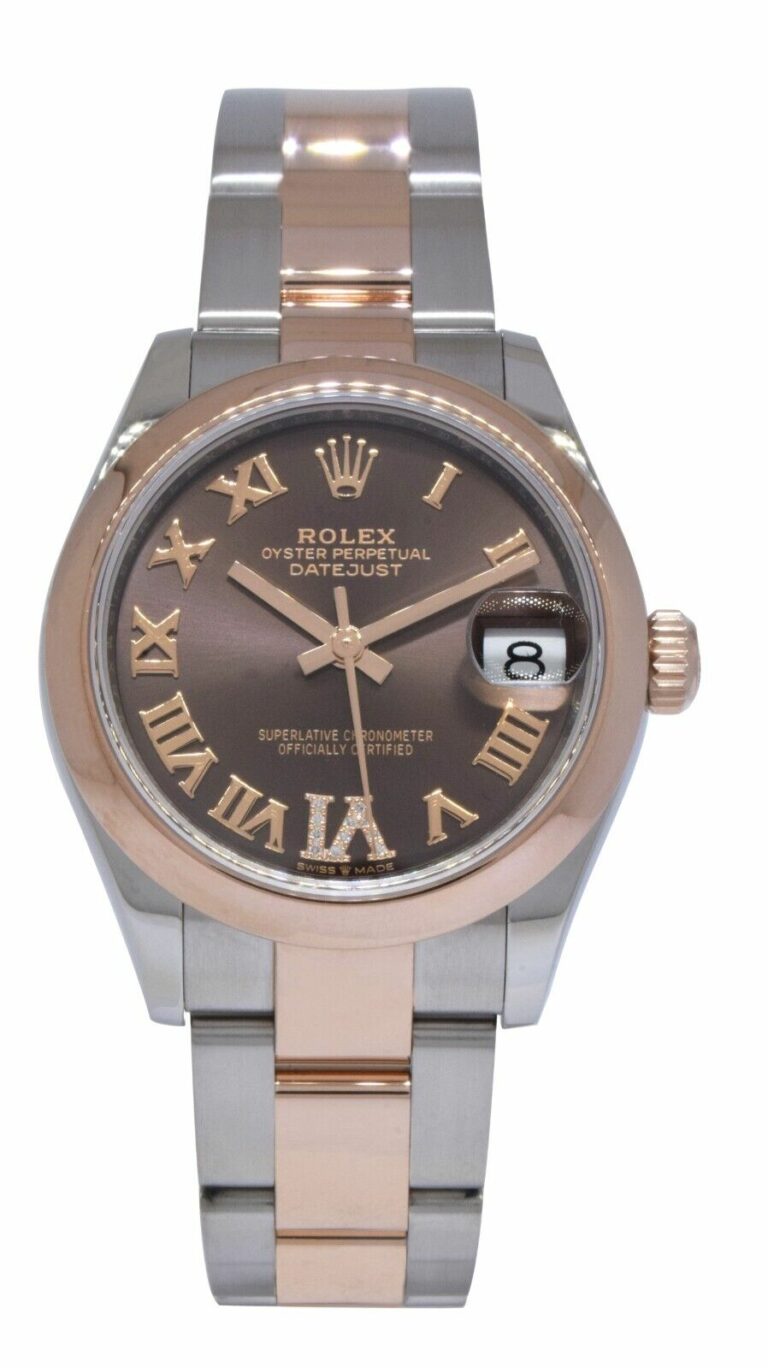 Rolex Datejust 31 18k Rose Gold/Steel Chocolate Diamond VI Ladies Watch 278241