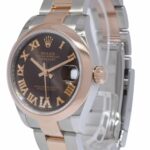 Rolex Datejust 31 18k Rose Gold/Steel Chocolate Diamond VI Ladies Watch 278241