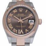 Rolex Datejust 31 18k Rose Gold/Steel Chocolate Diamond VI Ladies Watch 278241