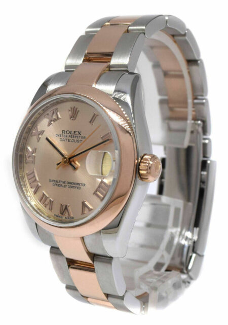 Rolex Datejust 31 18k Rose Gold/Steel Ladies Watch Pink Roman Dial 178241