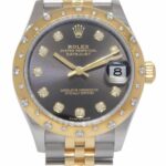 Rolex Datejust 31 18k Yellow Gold/Steel Dark Gray Diamond  Ladies Watch 278343