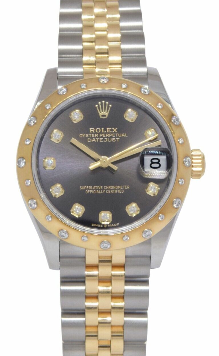 Rolex Datejust 31 18k Yellow Gold/Steel Dark Gray Diamond  Ladies Watch 278343