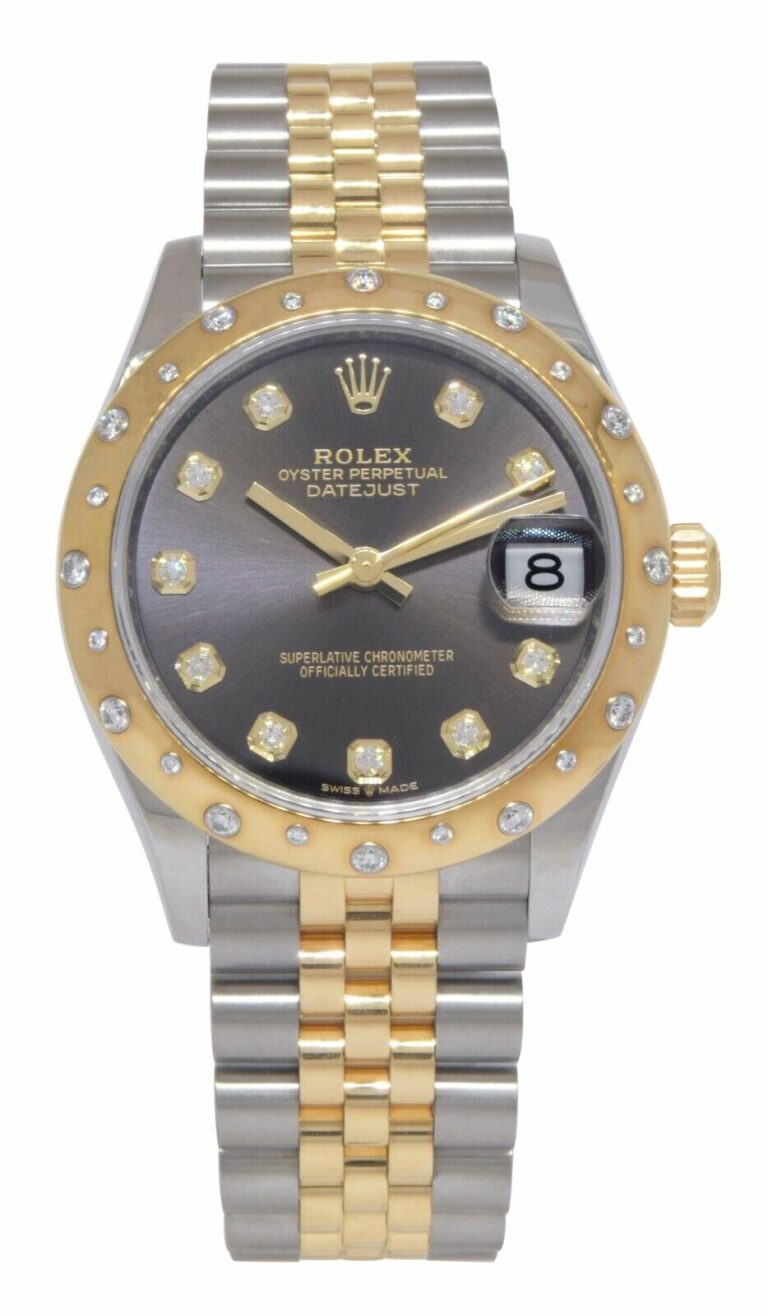 Rolex Datejust 31 18k Yellow Gold/Steel Dark Gray Diamond  Ladies Watch 278343