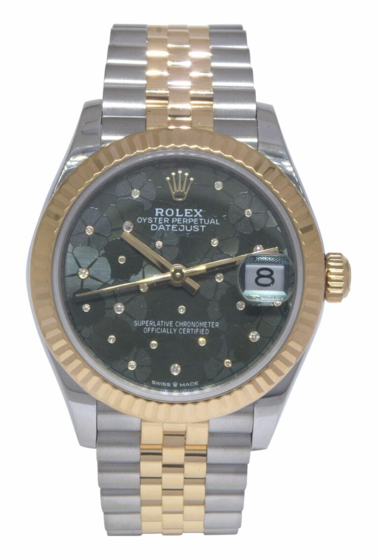 Rolex Datejust 31 18k Yellow Gold/Steel Olive Floral Motif Diamond Watch 278273