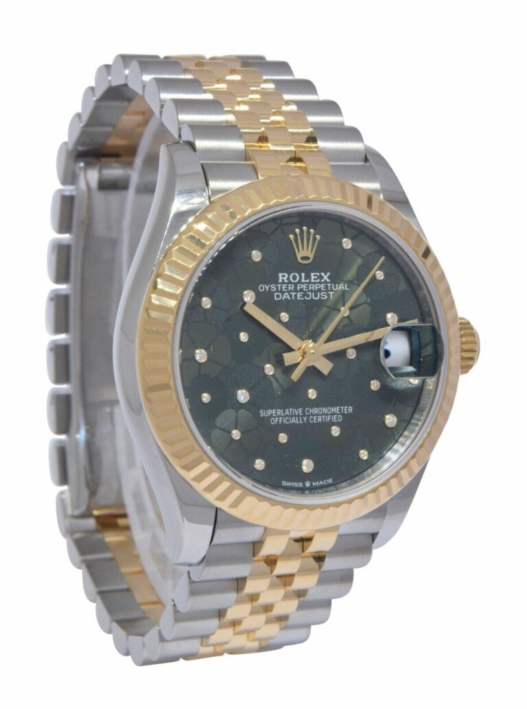 Rolex Datejust 31 18k Yellow Gold/Steel Olive Floral Motif Diamond Watch 278273