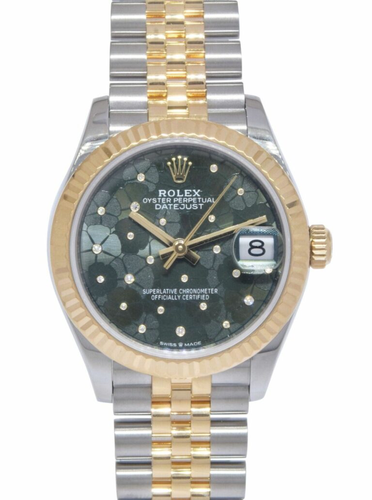 Rolex Datejust 31 18k Yellow Gold/Steel Olive Floral Motif Diamond Watch 278273