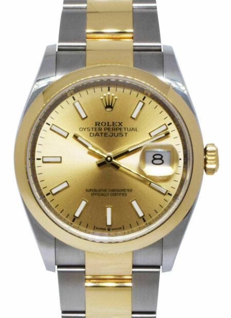 Rolex Datejust 36 18k Yellow Gold/Steel Champagne Dial Mens Watch 126203