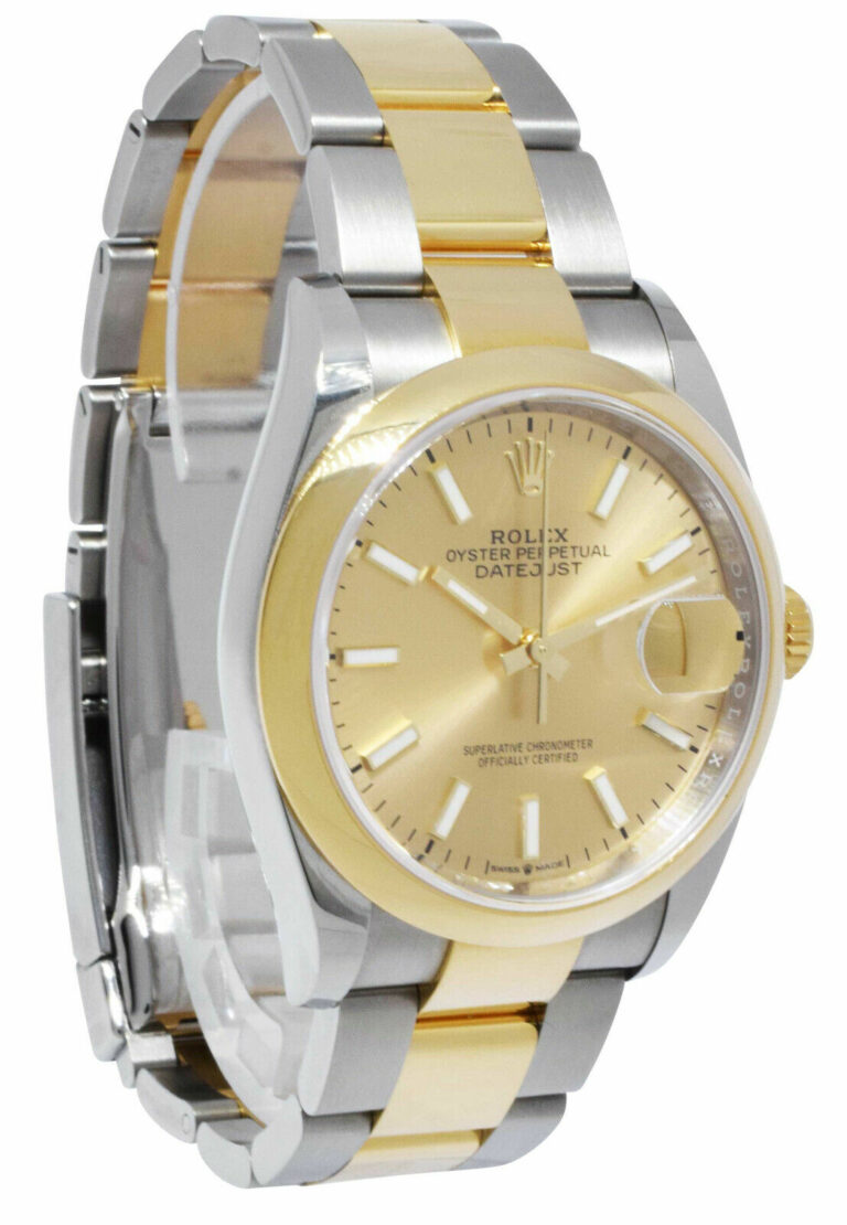 Rolex Datejust 36 18k Yellow Gold/Steel Champagne Dial Mens Watch 126203