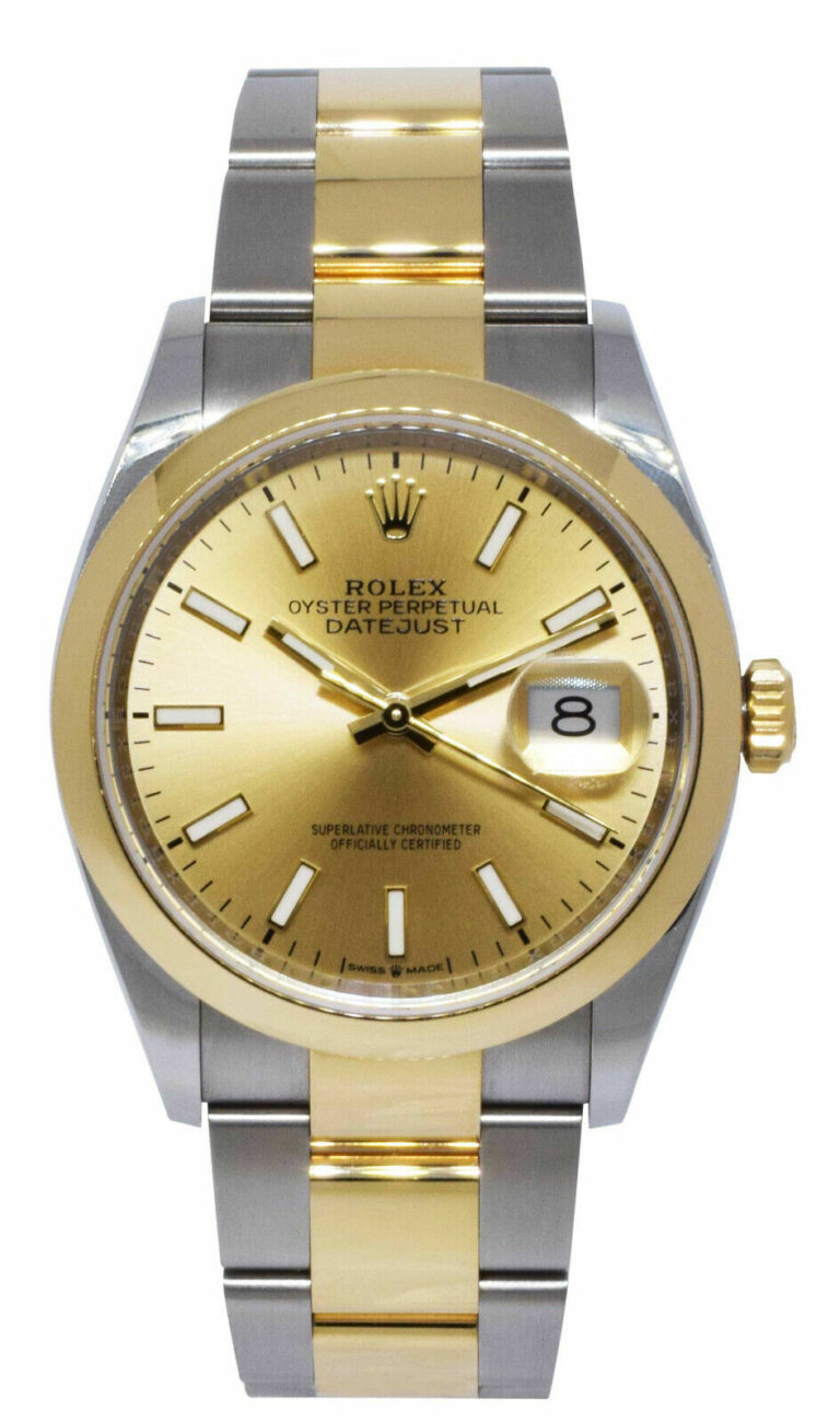 Rolex Datejust 36 18k Yellow Gold/Steel Champagne Dial Mens Watch 126203