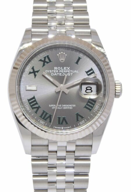 Rolex Datejust 36 Steel 
18k WG Wimbledon Dial Jubilee Watch B/P '21 126234