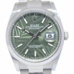 Rolex Datejust 36 Steel Green Palm Dial Oyster Bracelet Watch B/P '22 126200