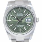 Rolex Datejust 36 Steel Green Palm Dial Oyster Bracelet Watch B/P '22 126200