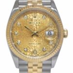 Rolex Datejust 36 Yellow Gold/Steel Champagne Jubilee Diamond Dial Watch 126233