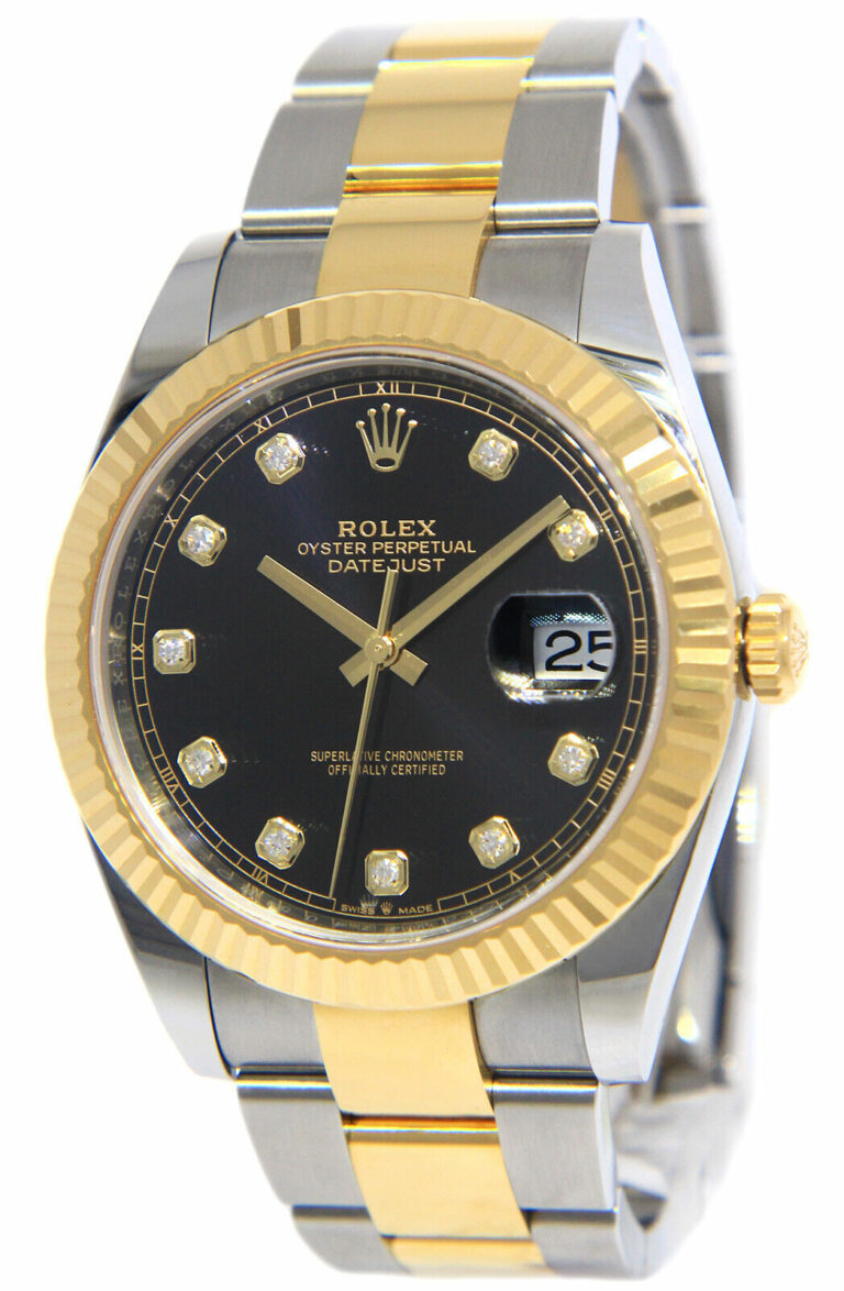 Rolex Datejust 41 18k Gold/Steel Black Diamond Dial Oyster Watch B/P '21 126333