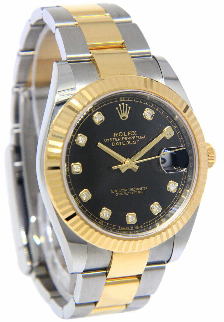 Rolex Datejust 41 18k Gold/Steel Black Diamond Dial Oyster Watch B/P '21 126333