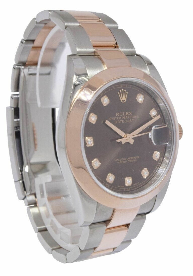 Rolex Datejust 41 18k Rose Gold/Steel Chocolate Diamond Dial Mens Watch 126301