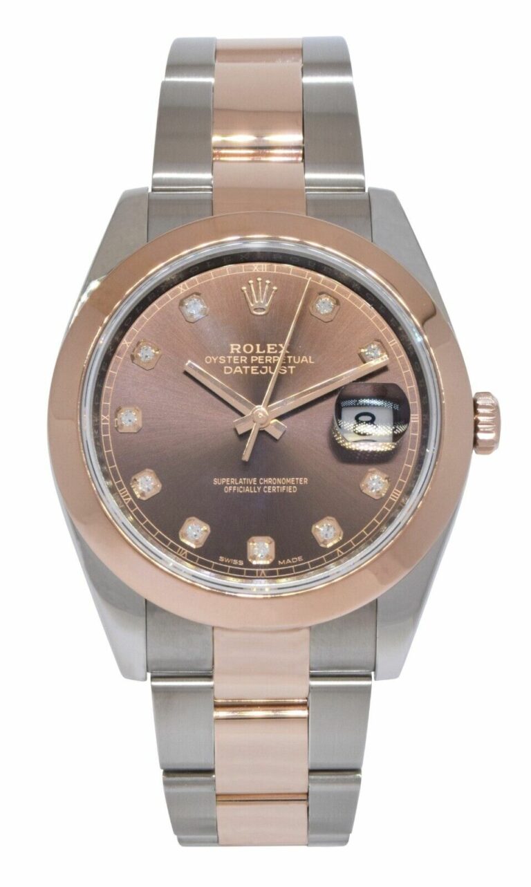 Rolex Datejust 41 18k Rose Gold/Steel Chocolate Diamond Dial Mens Watch 126301