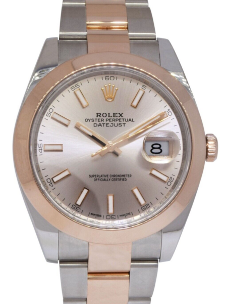 Rolex Datejust 41 18k Rose Gold/Steel Sundust Dial Mens Watch +Card '18 126301