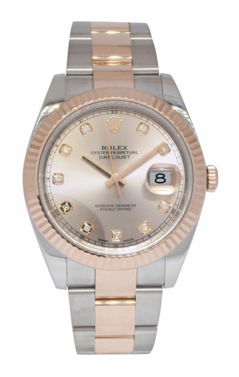 Rolex Datejust 41 18k Rose Gold/Steel Sundust Diamond Dial Oyster Watch 126331