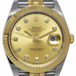 Rolex Datejust 41 18k Yellow Gold/Steel Champagne Diamond Watch B/P '21 126333